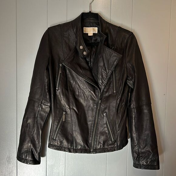 Michael by Michael Kors Black Leather Jacket Size Small - Picture 1 of 3